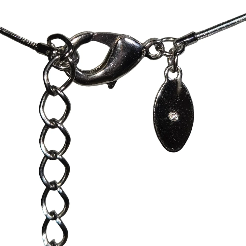 Chico's Faux Freshwater Pearl Silver Tone Snake Chain Adjustable Lariat Necklace